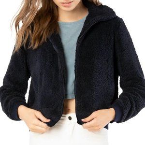 Beyond Yoga BFF Sherpa Bomber Jacket Nocturnal Navy Sz Small